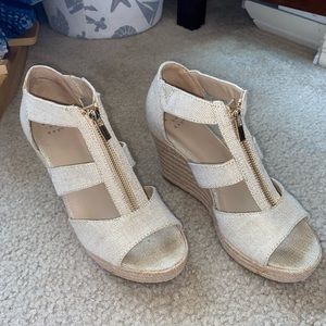 A New Day wedge sandal with zipper and sparkle detail